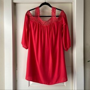 Coral off the shoulder dress S